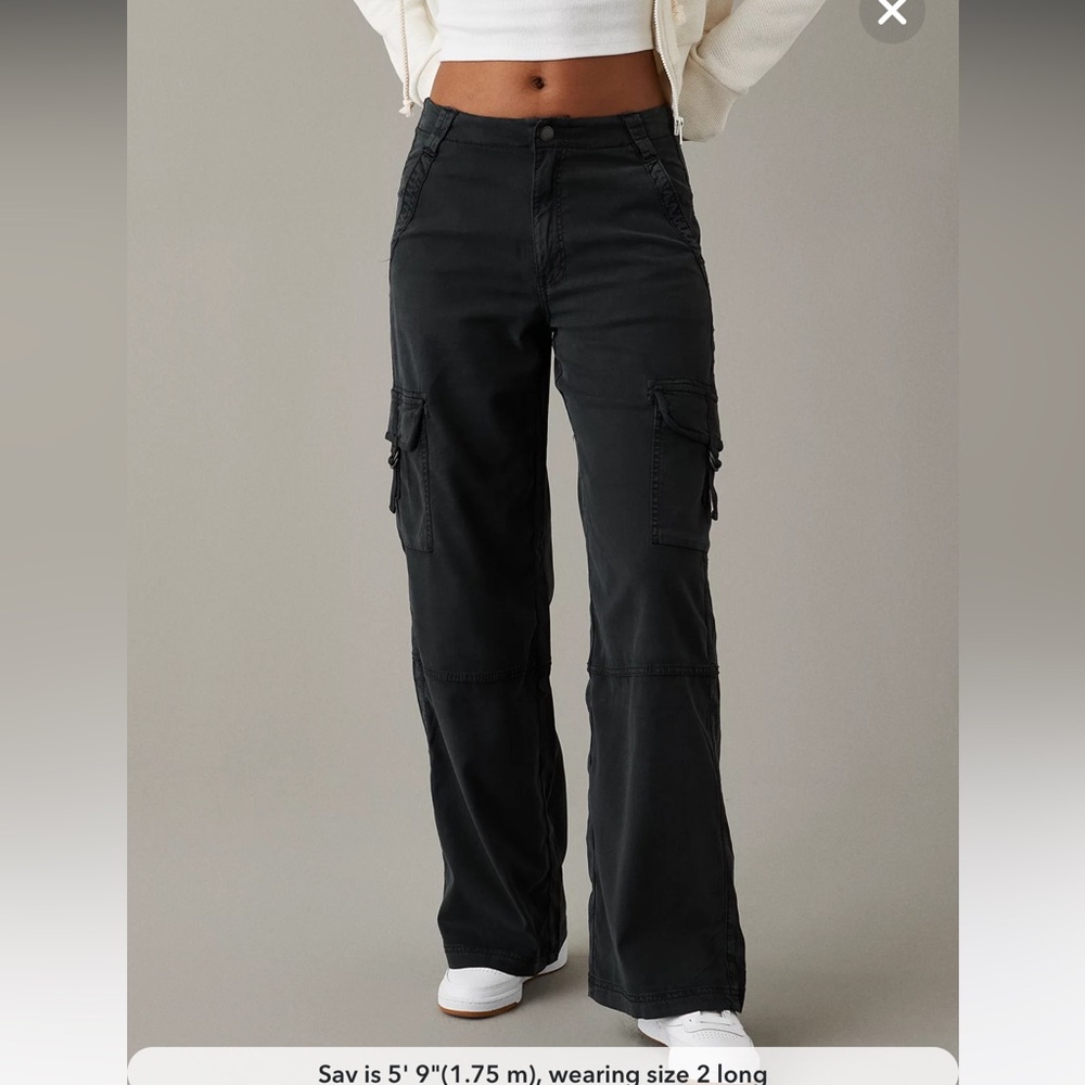 BNWT Petite Drape Stretch Super High-Waisted Cargo Baggy Wide-Leg Pant